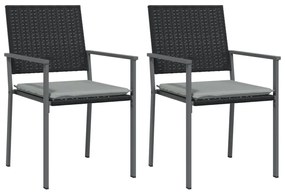 3 pcs conjunto de jantar p/ jardim c/ almofadões vime PE e aço