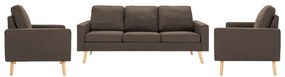 vidaXL 3 pcs conjunto de sofás tecido castanho