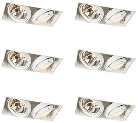 Conjunto de 6 focos embutidos brancos ajustáveis AR111 sem aro 2 luzes - Oneon