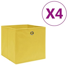 Caixas arrumação 4 pcs 28x28x28 cm tecido-não-tecido amarelo