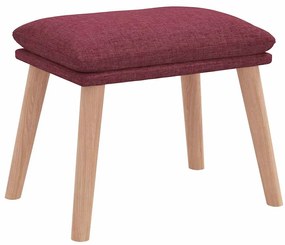 Cadeira de descanso com banco p/ pés tecido vermelho tinto