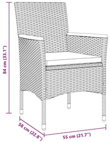 Conjunto de Jantar de Jardim de 9 Peças Cinza Rattan Poliéster