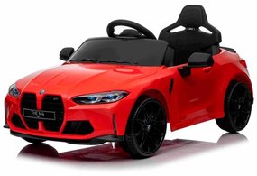 Carro elétrico para crianças BMW M4, controle remoto 2,4 GHz, entrada USB / Aux, suspensão, bateria 12V, luzes LED, motor 2 X, licença ORIGINAL Vermel