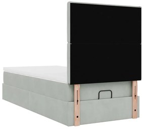 Estrutura de cama otomana com colchões cinza claro Veludo