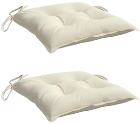 Almofadões de cadeira 2 pcs 40x40x7cm tecido oxford branco nata