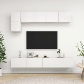5 pcs conjunto de móveis de TV derivados de madeira branco