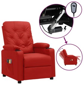 Poltrona de massagens elétrica couro artificial vermelho tinto