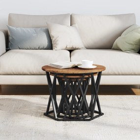 Mesas Laterais Empilháveis vidaXL 3 pcs Madeira Velha em Madeira de En