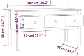 Mesa de centro 102x49x55 cm pinho maciço cinza