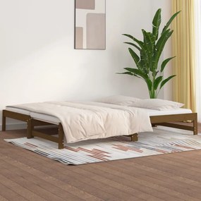 vidaXL Sofá-cama puxar 2x(80x200) cm pinho maciço castanho mel