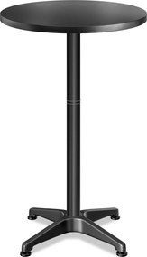 Mesa alta dobrável em alumínio com altura ajustável (70 cm / 115 cm) e Ø60 cm Preto