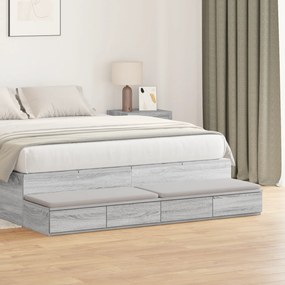 Gavetas de Cama Cinza Sonoma 150x36,5x16,5 cm em Madeira de Engenharia