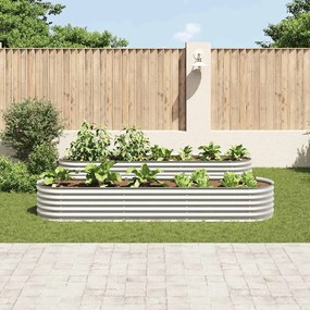 Canteiro elevado de jardim aço galvanizado 320x80x44cm prateado