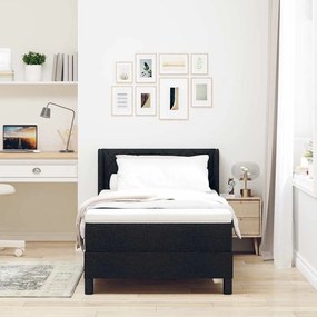 Cama Box com cabeceira Preto 90 x 200 cm Tecido e Espuma