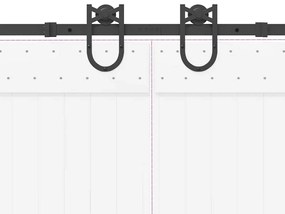 Kit de ferragens para porta deslizante 366 cm aço preto