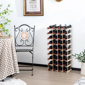 Garrafeira de madeira maciça para 36 garrafas Expositor de vinhos 5 níveis para cozinha Despensa Adega Bar Adega 44,5 x 24 x 86 cm Natural