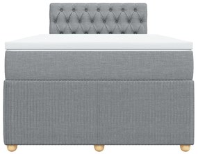 Cama boxspring com colchão 120x190 cm tecido cinzento-claro