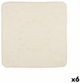Tapete Antiderrapante para Duche Bege PVC 53 x 52,5 x 1 cm (6 Unidades)