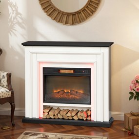 Lareira Eléctrica Decorativa, 105 x 27 x 97 cm, Efeito de Chama 3D, Preta