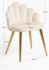 Cadeira Hand Gold Veludo - Beige