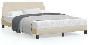 vidaXL Estrutura de cama sem colchão 140x200 cm tecido cor creme