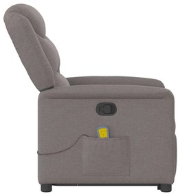 Poltrona elevatória de massagens tecido cinzento-acastanhado