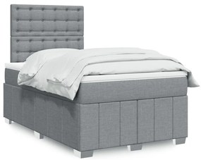 Cama boxspring com colchão 120x190 cm tecido cinzento-claro