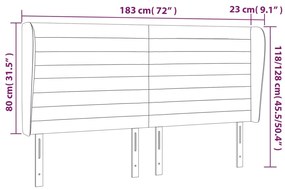 Cabeceira de cama c/ abas veludo 183x23x118/128 cm preto