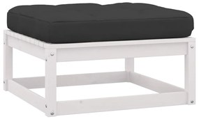7 pcs conj. lounge de jardim c/ almofadões pinho maciço branco