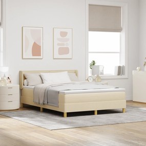 vidaXL Cama Box Spring com Colchão Creme 160x200 cm Tecido