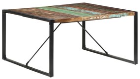 Mesa de jantar 140x140x75 cm madeira recuperada maciça