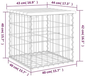 Banco de jardim c/ design gabião 43x44x42 cm pinho impregnado
