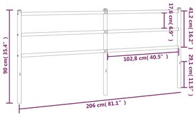 Cabeceira de cama 200 cm metal preto