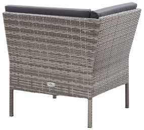 Conjunto lounge de jardim c/ almofadões 3 pcs vime PE cinzento