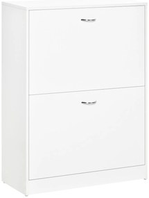 HOMCOM Sapateira de Madeira com 2 Compartimentos para Entrada Corredor Dormitório Sala de Estar 60x24x80 cm Branco