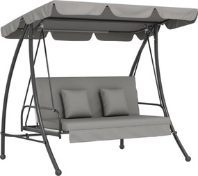 Outsunny Baloiço estilo Hollywood com função de leitura, baloiço de jardim com dossel, mobiliário de exterior, Cinza | Aosom Portugal