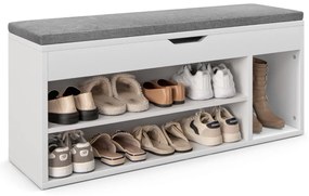 Banco para sapatos sapateira sapateira com almofada de assento madeira 104 x 48 x 30 cm branco/natural-natural