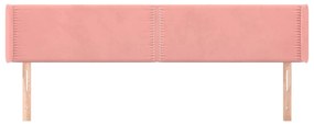 Cabeceira de cama c/ abas veludo 203x16x78/88 cm rosa