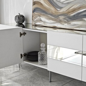 Móvel TV Leon – Branco e Prateado – 180 cm x 59 cm x 35 cm