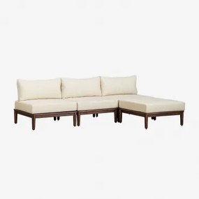 Sofá Modular De 3 Peças E Puff Em Acácia Giulia Castanho-acácia Escuro - Sklum