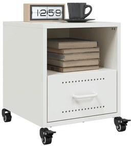 vidaXL Mesas de cabeceira 2 pcs 36x39x43,5 cm aço branco