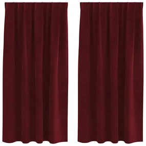Cortinas Blackout vidaXL com fita superior 2 pcs Vermelho Bordô Veludo