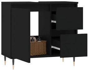 Armário de casa de banho 65x33x60cm derivados de madeira preto