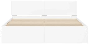Estrutura de cama com cabeceira e luzes LED 160x200 cm branco