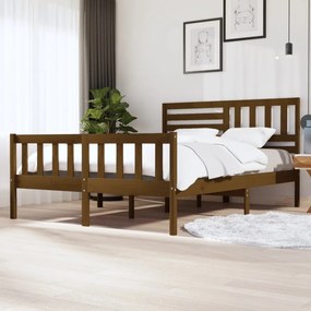 Estrutura de cama 160x200cm madeira maciça castanho mel