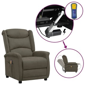 vidaXL Poltrona elevatória de massagens tecido microfibra cinza-escuro