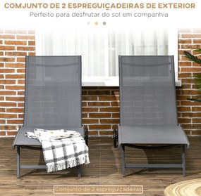 Conjunto de 2 Espreguiçadeiras Reclináveis de Jardim Espreguiçadeiras
