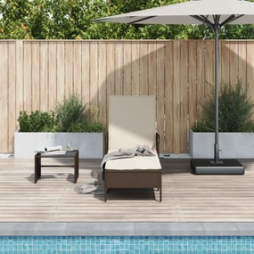 vidaXL Espreguiçadeira Marrom e branco creme Vime PE 157 x 55 x 92 cm