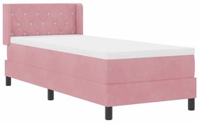 Cama Box Spring com Colchão Rosa 80x200 cm Veludo
