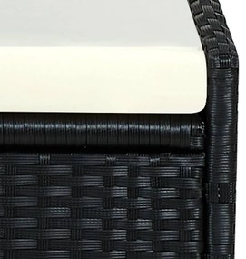 Espreguiçadeira com almofadão vime PE preto